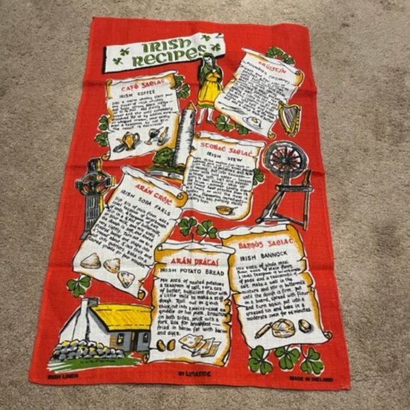 Irish Linen/Cotton Tea Towel ~ Traditional Irish Recipes 18"x28.5" - Picture 1 of 12